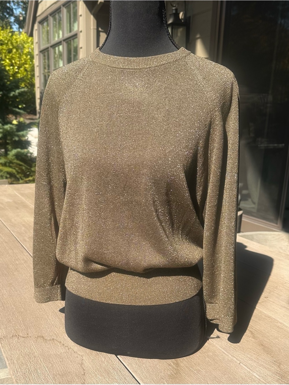 Metallic Olive Green Women's Pullover Top